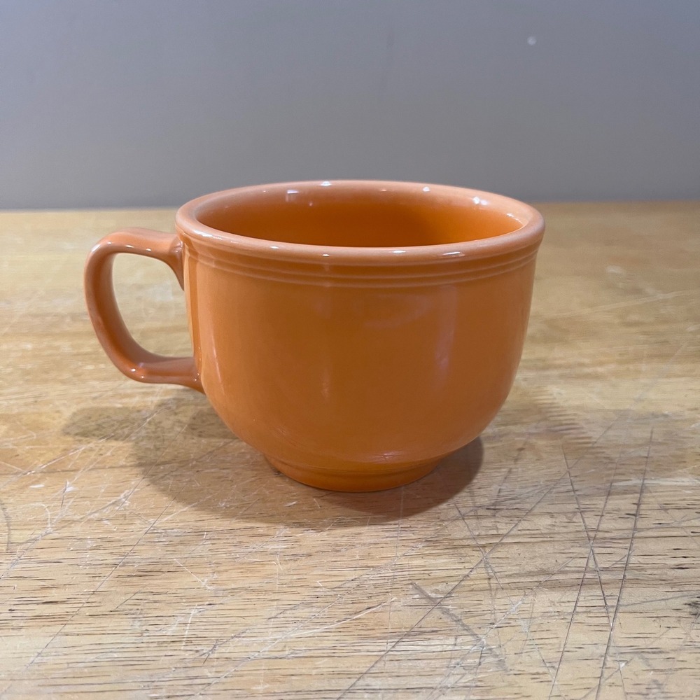 Fiesta Homer Laughlin Tangerine Orange Ceramic Coffee Mug Vtg Art Deco Soup Cup